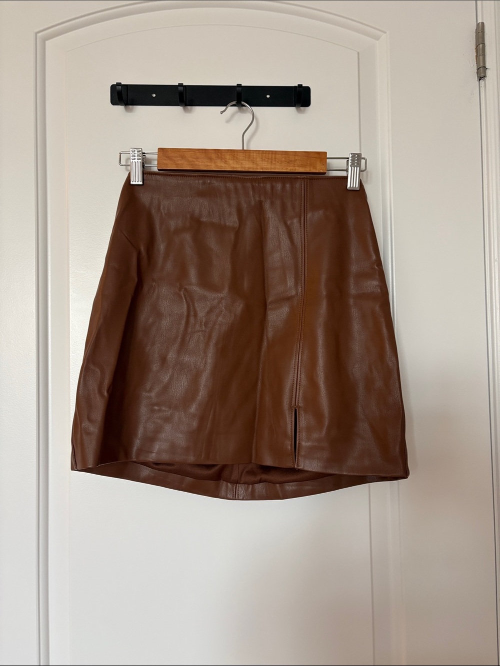 Hollister Faux Leather High-Rise Mini Skirt - Chestnut Brown